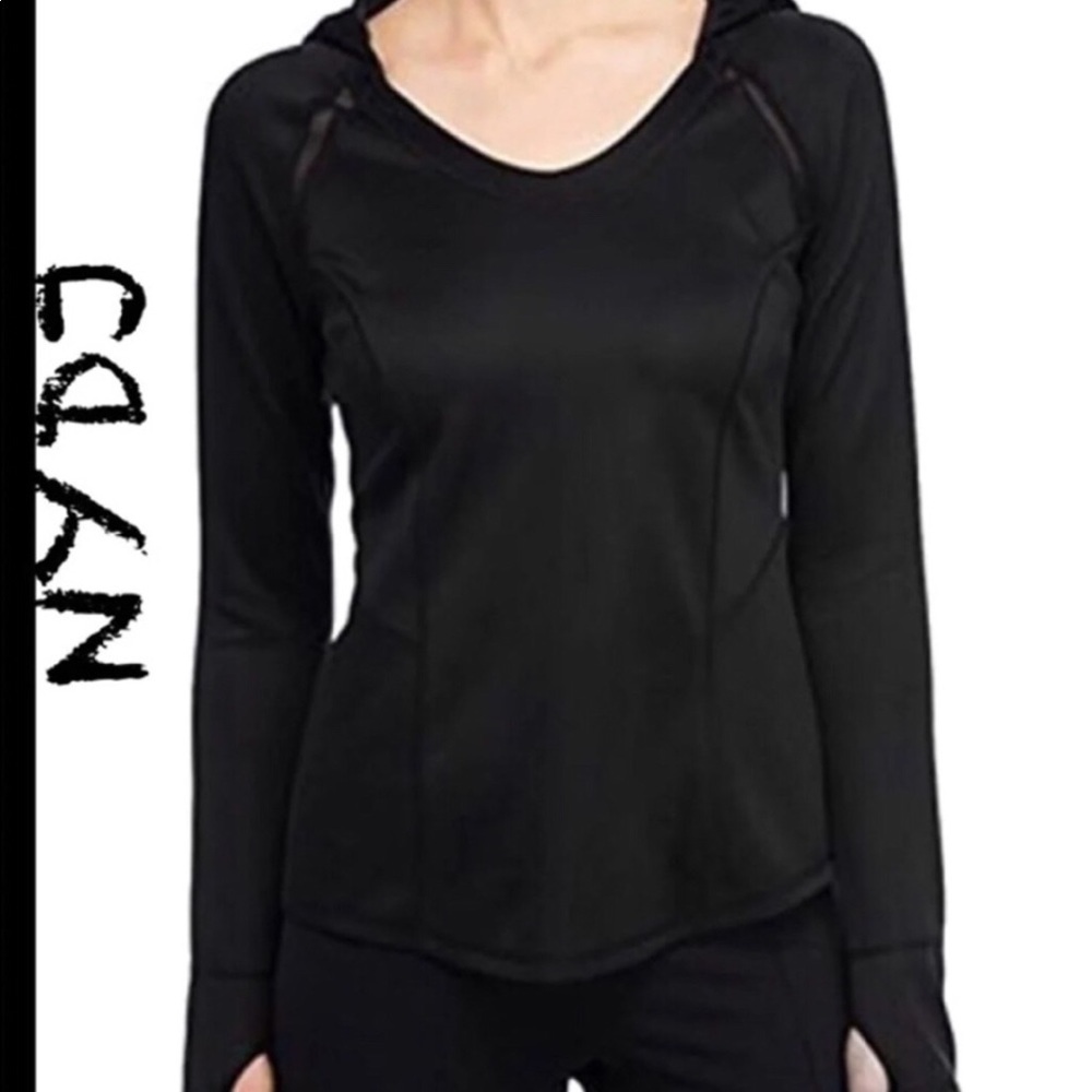 NYDJ BLACK CITY SPORT BLACK PULLOVER HOODIE TOP SIZE XL